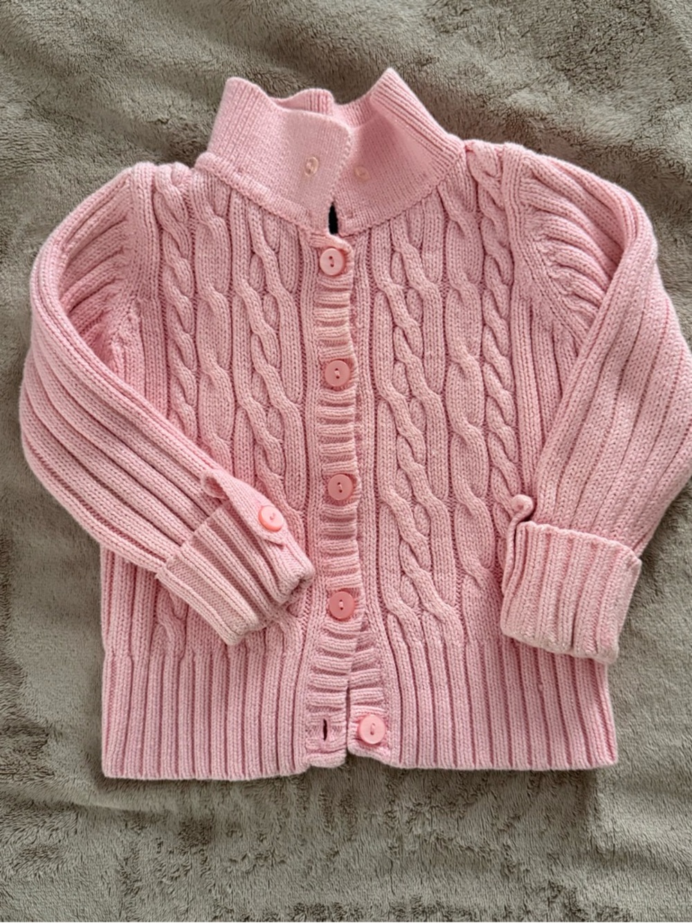 Sonoma Pink Cable Knit Button-Up Sweater